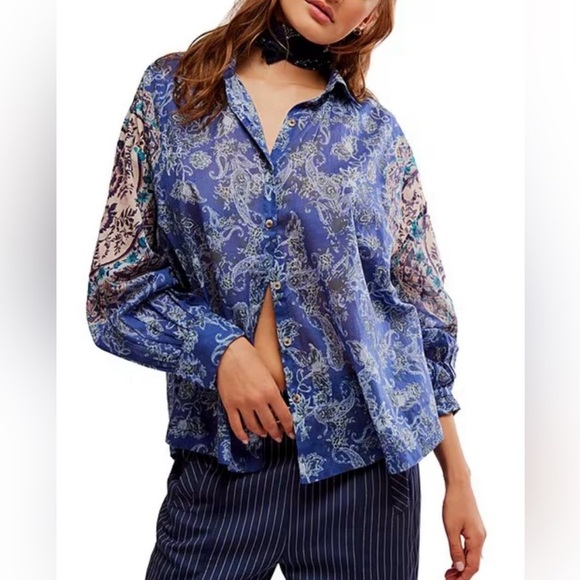 Free People Rose Bud Blouse Size Large NWT - Picture 3 of 10